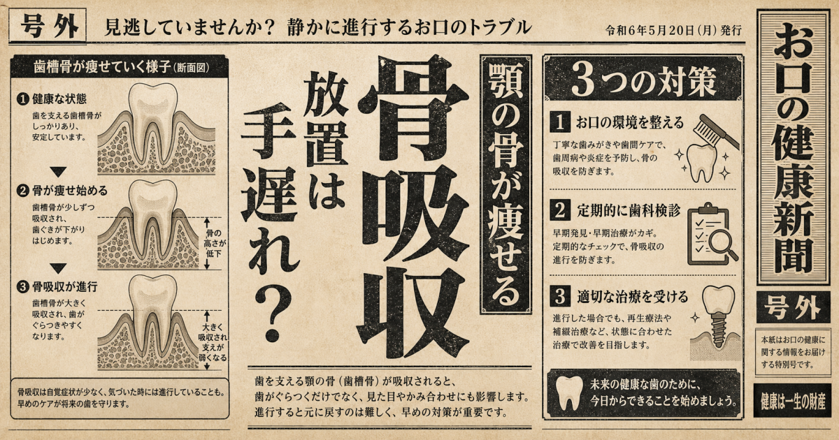 顎の骨が痩せる骨吸収を放置…治療は難しい？手遅れを防ぐ3つの対策